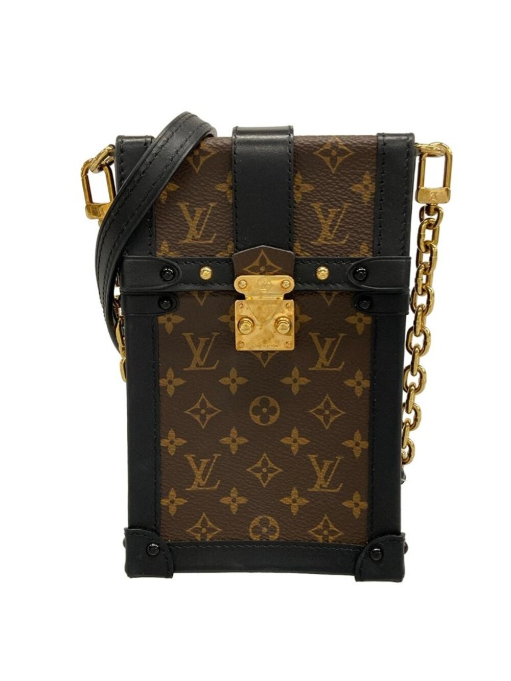 Louis Vuitton Shoulder Bag Monogram Pochette Trunk Vertical Black Leather